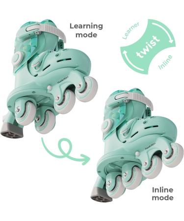 Yvolution Twista Skates Learner Training Skates - 2-in-1 Adjustable Roller Skates for Boys and Girls 2+ Years Old, US Size 7-11 - Green - Buy Online on GoSupps.com