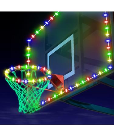 I0DO Led Basketball Hoop Light Rim and Backboard Outdoor with Remote,Light Up Basketball Rim Light,Basketball Goal Light,Led Lights Glow in The Dark Football Goalposts/Soccer Goal 100 led 16ft Waterproof String Light