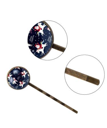 Merry Christmas Santa Claus Hair Clips - Navy Blue Snowflakes & Unicorns | Pack of 4 - International Shipping Available - Buy Online on GoSupps.com