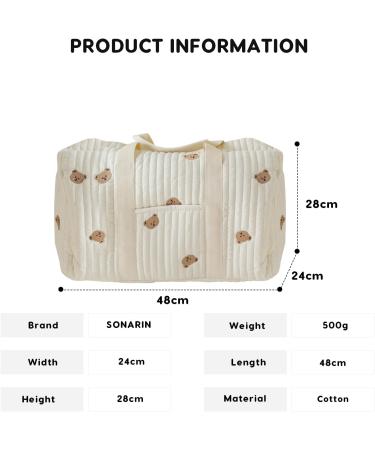 Sonarin Big Capacity Embroidery Baby Diaper Bag | Light Travel Hand Luggage Carrier with Shoulder Strap - Perfect Baby Bag - Buy Online on GoSupps.com