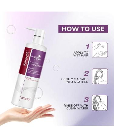 Karseell Purple shampoo 500 ml violet shampoo for blonde bleached and gray hair neutralizes yellow tint repairs hair damage - Buy Online on GoSupps.com