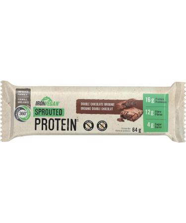 Iron Vegan Sprouted Protein Bar - Double Chocolate Brownie Choc. Brownie 64g/12 - Buy Online on GoSupps.com