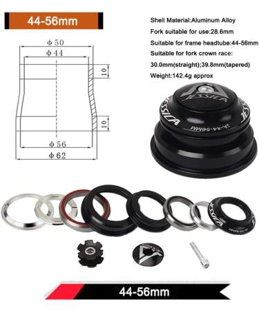Jessica US Stock Lightweight 1-1/8 Threadless MTB Headset - Fits Mountain & Road Bikes - Double Sealed Bearings - Straight/Tapered Tube - Black - Buy Online on GoSupps.com