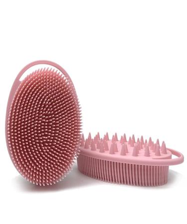 Silicone Body Brush Exfoliating Scrubber | Soft Bath Shower Brush for Kids & Adults | Pink - Buy Online on GoSupps.com