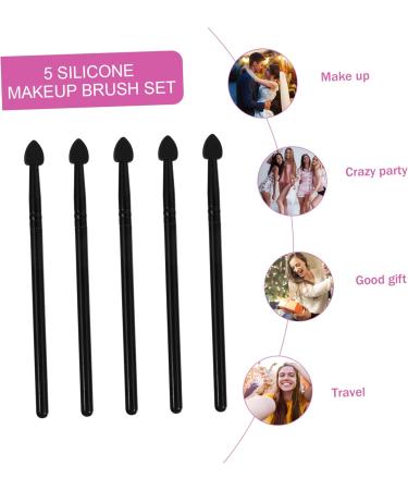 AUTSUPPL 5pcs Silicone Eyeshadow Brush Eye Shadow Applicator Eye Shadow Brush Makeup Lipstick Black Aluminum 13x1cm Black - Buy Online on GoSupps.com