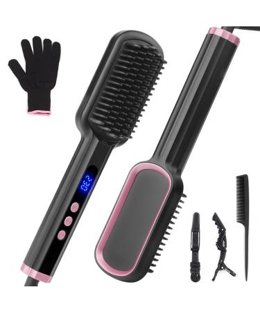 Hair Straightener Brush Hair Straightener Comb Straightening Brush with Negative Ionic for Women Fast Heating with 8 Temps & Dual Voltage with Glove