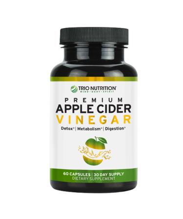 Trio Apple Cider Vinegar Capsules | Maximum Strength Immune Support Booster Formula | Raw & Fresh Natural Apple Cider Vinegar Pills for Cleanse | Detox Boost | Keto & Metabolism Support