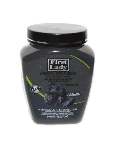First Lady Activated Charcoal Scrub Cream 540ml - No more dirt & spots - Face & Body + First Lady Herbal Hair Oil 30ml