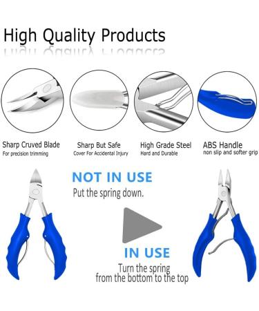 Nail Clippers Set for Thick Nails or Ingrown Toenails Large Toe Nail Trimmer Clipper Kit with Stainless Steel Sharp Blades Soft Grip Handle for Men Women Seniors Blue - Buy Online on GoSupps.com