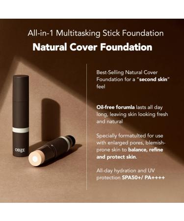 OBgE Natural Cover Foundation 2 Beige (13g/4.06 oz) - Stick Foundation with Brush for Flawless Skin Tone Correction and Blemish Coverage - Buy Online on GoSupps.com