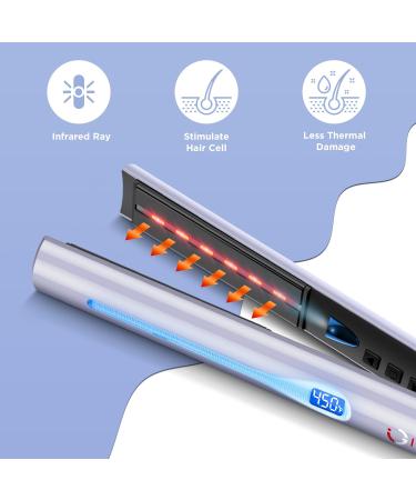 IG INGLAM Titanium Flat Iron Hair Straightener | 1 Inch Curling Iron | Infrared Negative Ionic | Adjustable Temp 250 F-450 F | Dual Voltage 110-240V | Perfect Gift in Light Purple - Buy Online on GoSupps.com