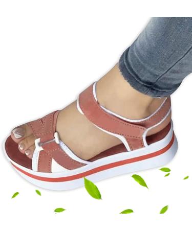 Juzinqu Women Sandals - Thick Sole Flat Hiking Sandals with Adjustable Straps for Beach & Shopping - Pink 36 EU - Buy Online on GoSupps.com