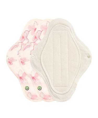 think ECO FDA Registered Printed Integral Type Pad 3p Organic Reusable Cotton Pads Menstrual Pads Sanitary Napkins Many Pattern 3 Pads. (Color Size) (Cherry Blossom Day Pad)