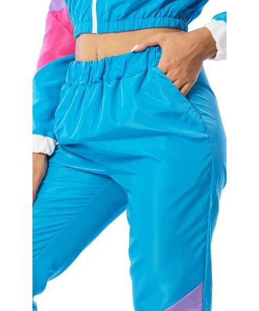 Yisfri Womens Color Block 2 Piece Windbreaker Outfits Set | Zip Front Crop Top Tracksuit | Medium Blue - Buy Online on GoSupps.com