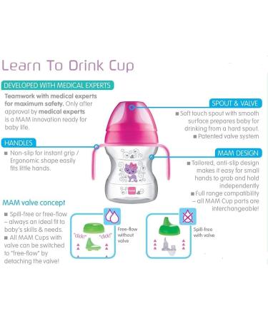 MAM Learn to Drink Cup and Soother 6 Months 190ml (Pink) - Best Training Cup for Babies - Buy Online on GoSupps.com