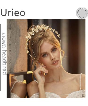 Urieo Butterfly Goddess Halo Crown Headpiece - Gold Crystal Bridal Tiara for Women - Buy Online on GoSupps.com