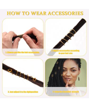 JOISHOP 245pcs Hair Jewellery for Braids Gold Braid Beads Gold Hair Cuffs Charms Rings for Girl Women Men Hair Braids Decoration Party Music Festival - Buy Online on GoSupps.com