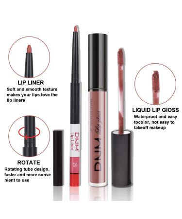 Nude Pink Matte Lip Liner and Lipstick Pencil Makeup Set with Brown Liquid Lipstick - Long Lasting Waterproof Formula - 0.21 Fl Oz (Pack of 2) - Buy Online on GoSupps.com