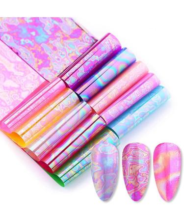 iFutniew 10 Rolls Aurora Nail Foil Nail Transfer Foil Holographic Nail Art Foil Decals for Nails Fingernail Stickers - Buy Online on GoSupps.com