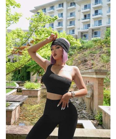 OQQ Women's 4 Piece Ribbed Exercise Active Set - Black Medium - Buy Online on GoSupps.com