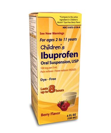 Taro Children's Ibuprofen Oral Suspension 100 mg per 5 mL Pain Reliever and Fever Reducer (NSAID) Berry Flavor