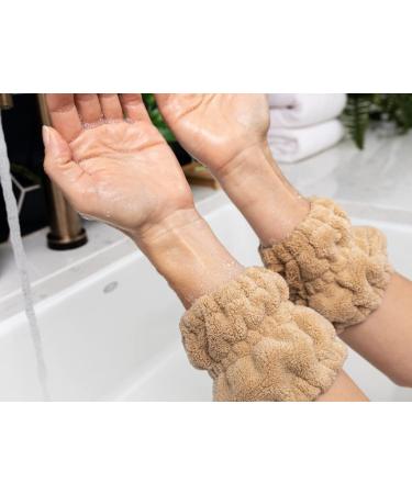 2 Pair of Face Washing Wristbands and Reusable Makeup Remover Sponge | Absorbent Wrist Cuffs Prevent Water from Running Down Your Arms
