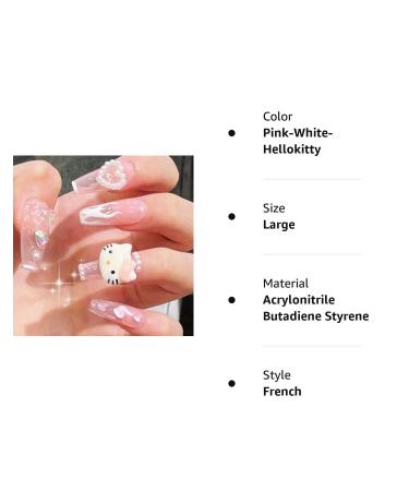 Y2K Coffin Nails Pink Kitty Kawaii 3D Cartoon Fake Nails | 24Pcs Glue-On Set by Dreamynini - Buy Online on GoSupps.com