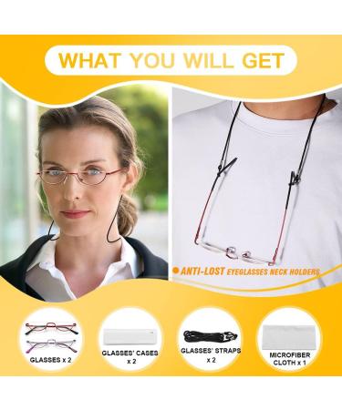 Buy Touk Half Frame Reading Glasses - Anti Blue Light UV Filter Half Moon Lens Spring Hinge Readers for Women (Red/Purple 2.5x) | International Shipping Available - Buy Online on GoSupps.com
