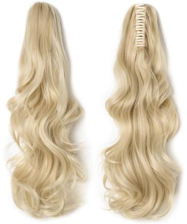 Silk-co 18inch Bleach Blond Long Curly Ponytail Extensions Claw on Synthetic Clip in Hairpiece Pony Tail Extension 18inch (Pack of 1) Bleach Blond - Buy Online on GoSupps.com