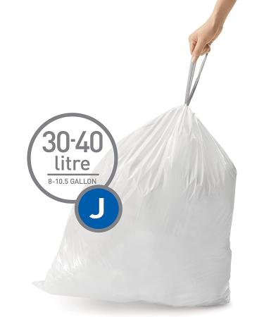 simplehuman Code J Custom Fit Drawstring Trash Bags - 100 pack, 30-45L/8-12 Gallon, White Liners - Buy Online on GoSupps.com