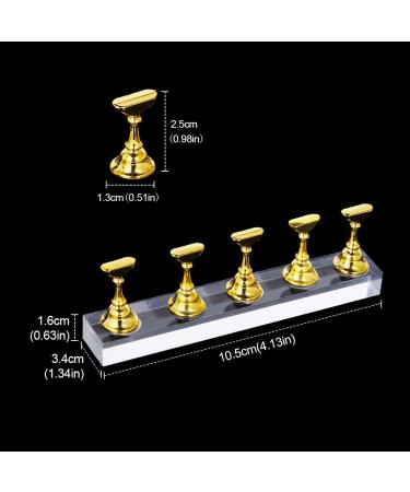 DIY Magnetic Nail Holder Set - Gold & Silver | Handmade Nail Training Display Stand with 20 Fake Nails and 126 Reusable Putty Clay Pieces - Buy Online on GoSupps.com