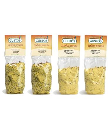 Gustos - 4 packs of polenta 2x polenta Tyrolean species and 2x polenta with porcini mushrooms - each 350 gr.The ancient court of corn flour delicious and healthy