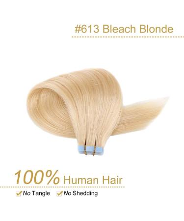 Yilite Tape Extensions Real Hair - Bleichblond 50cm 20 Pieces 50g | Invisible Silk Straight Skin Weft #613 - Buy Online on GoSupps.com