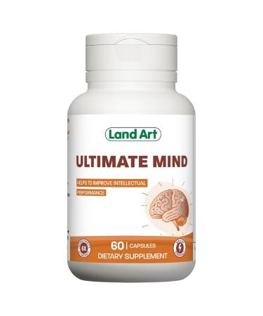 Ultimate Mind Brain Supplement Memory Focus Mental Sharpness Brain Booster Enhanced productivity 6 Ingredients: L-theanine Ginko Biloba Bacopa Monnieri Ginseng and more - 60 Capsules