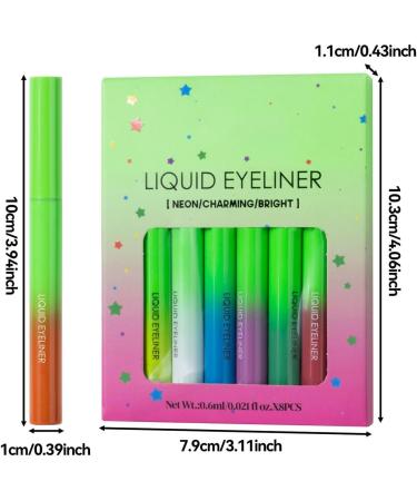  Lesunbak Liquid eyeliner liquid eyeliner Matte Neon Pen Eyeliners 8x Colored Liquid Eye Makeup vibrant colors smooth waterproof non-fading - Buy Online on GoSupps.com