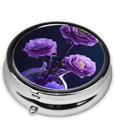 Purple Beauty Butterfly Round Pill Box 3 Compartment Portable Travel Medicine Organizer Mini Decorative Pocket Pill Case for Vitamins & Tablets Black - Buy Online on GoSupps.com