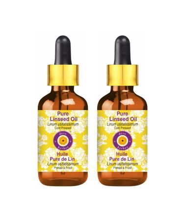 d ve herbes Pure Linseed Oil (Linum usitatissimum) with Glass Dropper Cold Pressed (Pack of Two) 100ml X 2 (6.76 oz)