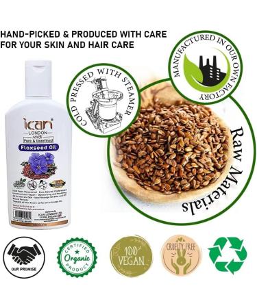 ican london 100% pure & unrefined flaxseed oil 100ml - Buy Online on GoSupps.com