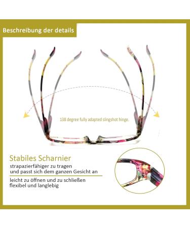 Cojwis 4 Pack Women's Reading Glasses - Stylish Patterns Spring Hinges 2.00x Magnification 4 Colors - Buy Online on GoSupps.com