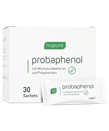 Nupure Probaphenol 30 Sprachts Polyphenols 1000 mg with green tea extract aronia acerola acai and moringa powder flavonoids and lactic acid bacteria 2 billion KBE with 3 bacterial strains.