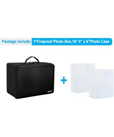 ENGPOW Fireproof Photo Storage Box | 16 Inner 4 x 6 Photo Case | Lockable Organizer for Valuables | Portable & Collapsible Container with Handle - Buy Online on GoSupps.com