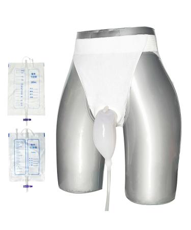 Wearable Reusable Urine Bags for Men- 2 Urine Catheter Drainage Bags(1000 ml&2000ml) - Portable Silicone Collector for Elderly and Bedridden Regular 25"-43"