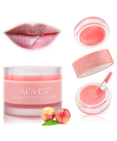 Lip Sleeping Mask, Lip Scrub and Lip Mask with Double Effect, Repair Lip Mask for Dry, Cracked Lips, Lip Moisturizer for Lip Treatment Care, Lip Repair Balm (Peach)