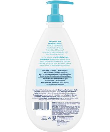 Baby Dove Sensitive Skin Care Hypoallergenic Lotion with Skin-natural Nutrients Rich Moisture Baby Lotion Free of Parabens Phthalates Dyes and Sulfates 591 ml (Pack of 4) 2364 ml (Pack of 4) - Buy Online on GoSupps.com