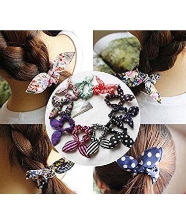 20 Cute Rabbit Ears Hair Bands - Elastic Ponytail Holders for Women & Girls - Colorful Stretch Hair Ties & Accessories - Buy Online on GoSupps.com