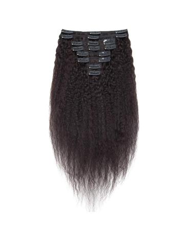 20cm Real Hair Clip-In Extensions - Afro Kinky Straight 8pcs 18 Clips - Natural Black #1B - 95g Brazilian Human Hair - Buy Online on GoSupps.com