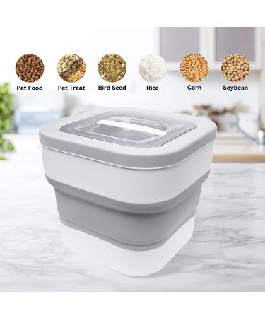 Collapsible Dog Food Storage Container, 10-13LB Capacity, Airtight Seal, Magnetic Lid, Measuring Cup, Silicone Bowl, White - Buy Online on GoSupps.com