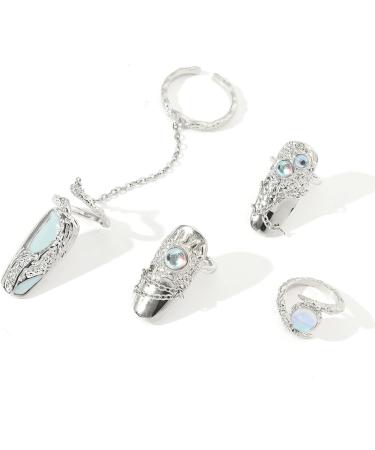 HEYXI Adjustable Nail Rings Alloy Nail Art Finger Rings Women Girl Gifts Jewelry Nail Rings Fingertip Rings Set Alloy Material - Buy Online on GoSupps.com