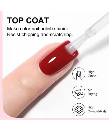 DouborQ Base and Top Coat Nail Polish 15ml/0.5oz Basic Nail Polish Non Gel Air Dry Fast Nail Polish Protective High-Glossy Shiny Clear Long Lasting Nail Art Manicure at Home - Buy Online on GoSupps.com