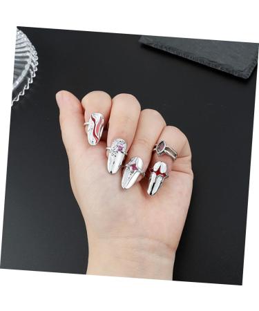 Healeved 4 Sets Nail Ring Women Finger Decor Womans Rings Jewelry Nail Tip Ring Nail Jewels Ring for Ring Jewelry Rings for Jewelry for Nail Jewelry White Zinc Alloy - Buy Online on GoSupps.com